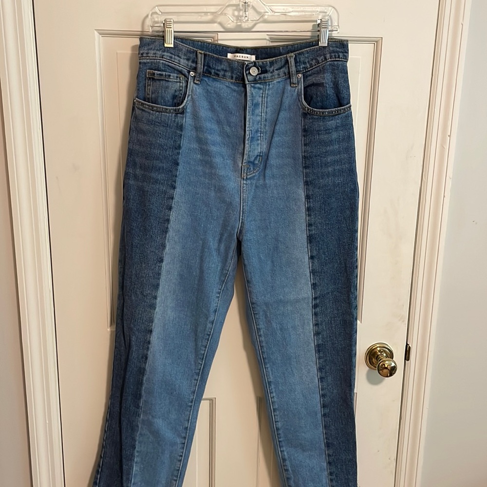 PACSUN High Rise Straight Leg Jeans- two toned seamed, size 30